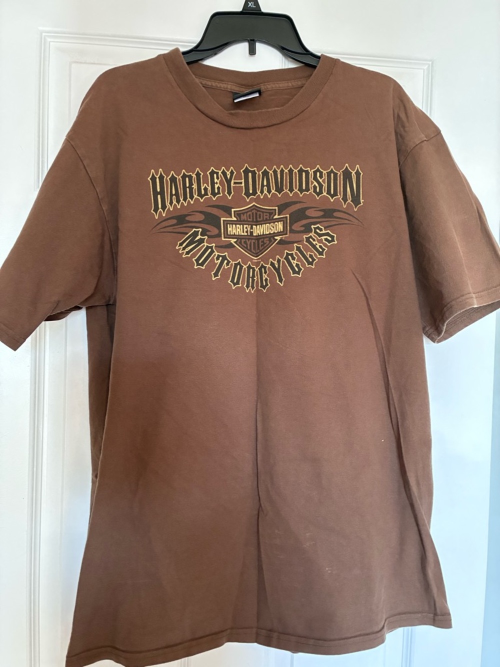 Harley-Davidson Brown Tee with Gold and Black Shield Graphic
